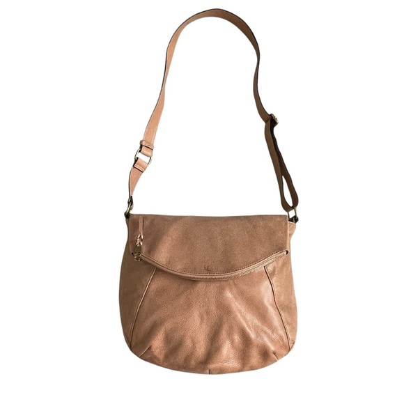 Elliott Lucca Soft Grain Leather Crossbody Large Bag Snap Closure Boho Chic - Picture 2 of 12